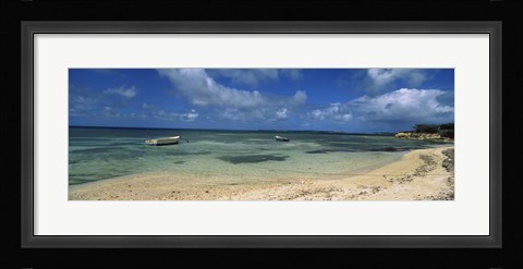 Framed Boats in the sea, North coast of Antigua, Antigua and Barbuda Print