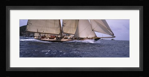 Framed Sailboat in the sea, Schooner, Antigua, Antigua and Barbuda Print