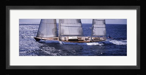 Framed Sailboat in the sea, Antigua (horizontal) Print