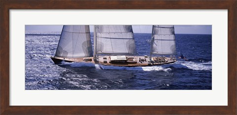 Framed Sailboat in the sea, Antigua (horizontal) Print