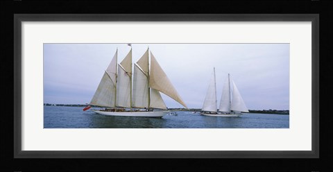 Framed Sailboats in the sea, Narragansett Bay, Newport, Newport County, Rhode Island, USA Print