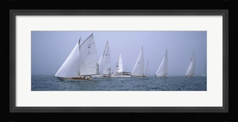 Framed Yachts racing in the ocean, Annual Museum Of Yachting Classic Yacht Regatta, Newport, Newport County, Rhode Island, USA Print