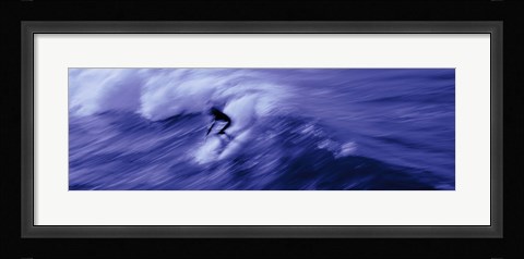 Framed High angle view of a person surfing in the sea, USA Print