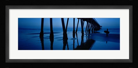 Framed Silhouette of a pier, Hermosa Beach Pier, Hermosa Beach, California, USA Print