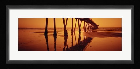Framed Silhouette of a pier at sunset, Hermosa Beach Pier, Hermosa Beach, California, USA Print