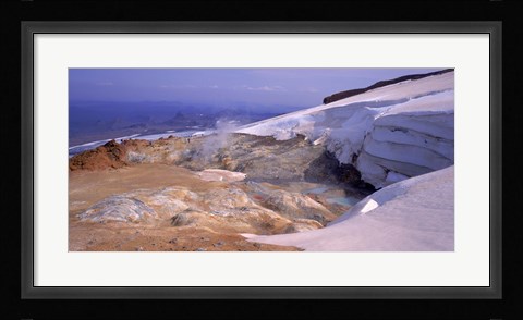 Framed Panoramic view of a geothermal area, Kverkfjoll, Vatnajokull, Iceland Print