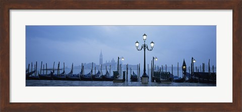 Framed Gondolas in a canal, Grand Canal, St. Mark&#39;s Square, San Giorgio Maggiore, Venice, Veneto, Italy Print