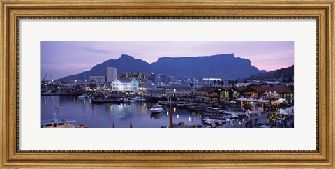 Framed Boats at a harbor, Victoria And Alfred Waterfront, Table Mountain, Cape Town, Western Cape Province, South Africa Print