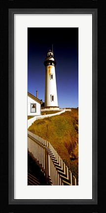 Framed Lighthouse on a cliff, Pigeon Point Lighthouse, California, USA Print