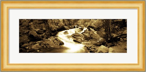 Framed Stream flowing through rocks, Lee Vining Creek, Lee Vining, Mono County, California, USA Print