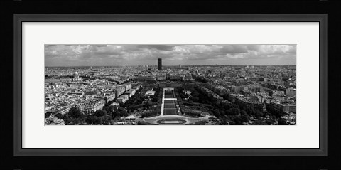 Framed Aerial view of a city, Eiffel Tower, Paris, Ile-de-France, France Print