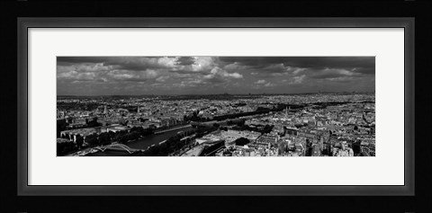 Framed Aerial view of a river passing through a city, Seine River, Paris, Ile-de-France, France Print