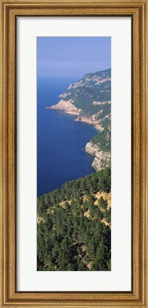 Framed High angle view of a coastline, Mirador De Ricardo Roca, Serra De Tramuntana, Majorca, Balearic Islands, Spain Print
