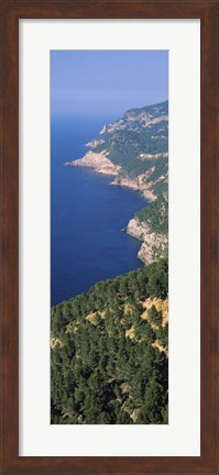 Framed High angle view of a coastline, Mirador De Ricardo Roca, Serra De Tramuntana, Majorca, Balearic Islands, Spain Print