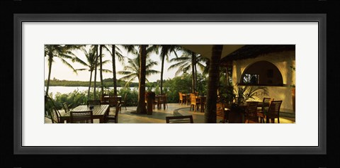 Framed Restaurant surrounded with palm trees, Pilipan Restaurant, Watamu, Coast Province, Kenya Print