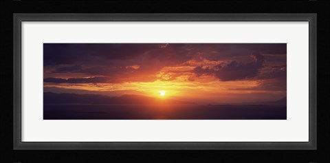 Framed Sunset over the sea, Aegina, Saronic Gulf Islands, Attica, Greece Print