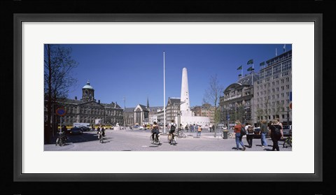 Framed Group of people at a town square, Dam Square, Amsterdam, Netherlands Print