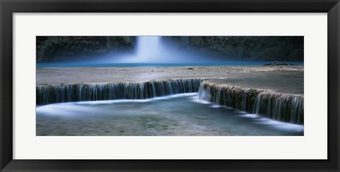 Framed Waterfall in a forest, Mooney Falls, Havasu Canyon, Havasupai Indian Reservation, Grand Canyon National Park, Arizona, USA Print