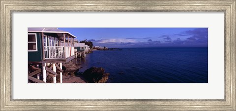 Framed Cabanas on the beach, Bermuda Print
