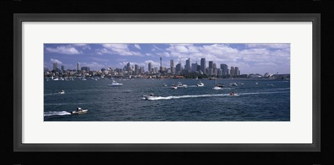 Framed Boats in the sea, Sydney Harbor, Sydney, New South Wales, Australia Print