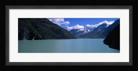 Framed Mountain at the lakeside, Grande Dixence Dam, Valais Canton, Switzerland Print