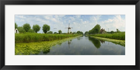 Framed Traditional windmill along with a canal, Damme, Belgium Print