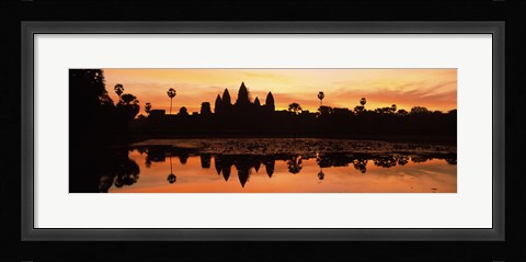 Framed Silhouette of a temple, Angkor Wat, Angkor, Cambodia Print