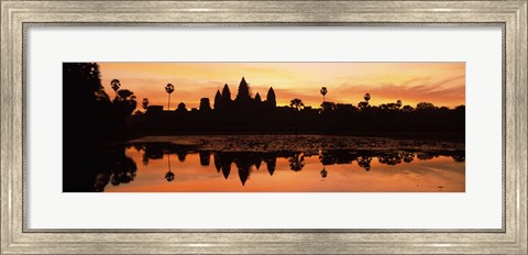 Framed Silhouette of a temple, Angkor Wat, Angkor, Cambodia Print