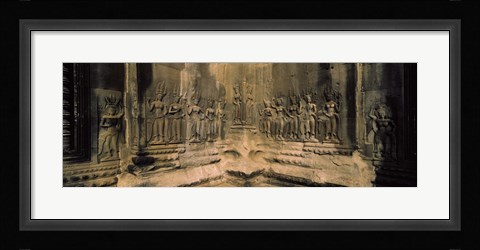 Framed Carvings  in a temple, Angkor Wat, Cambodia Print