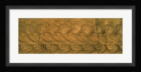 Framed Bas relief in a temple, Angkor Wat, Angkor, Cambodia Print
