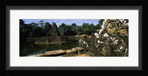 Framed Statues in a temple, Neak Pean, Angkor, Cambodia Print