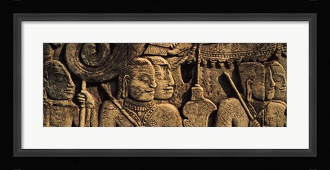 Framed Sculptures in a temple, Bayon Temple, Angkor, Cambodia Print