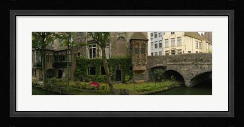 Framed Buildings along channel, Bruges, West Flanders, Belgium Print