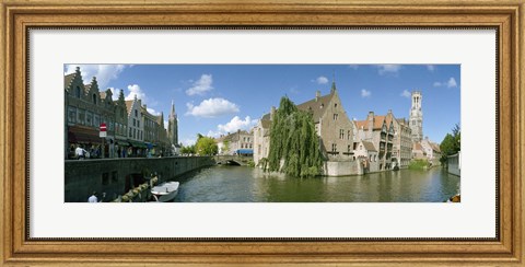 Framed Rozenhoedkaai, Bruges, West Flanders, Belgium Print