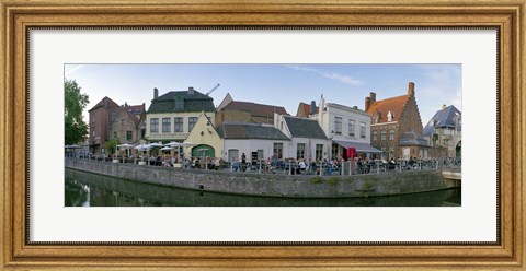 Framed Buildings at the waterfront, Bruges, West Flanders, Belgium Print