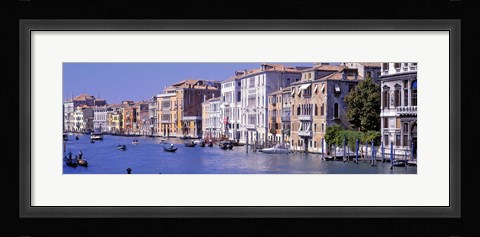 Framed Gondolas passing buildings along a canal, Grand Canal, Venice, Italy Print