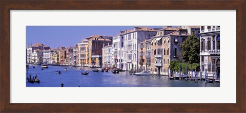 Framed Gondolas passing buildings along a canal, Grand Canal, Venice, Italy Print