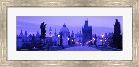 Framed Statues along a bridge, Charles Bridge, Prague, Czech Republic Print