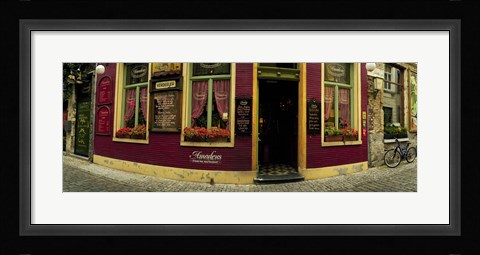 Framed Facade of a restaurant, Patershol, Ghent, East Flanders, Flemish Region, Belgium Print