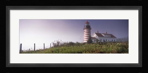 Framed Low angle view of a lighthouse, West Quoddy Head lighthouse, Lubec, Washington County, Maine, USA Print