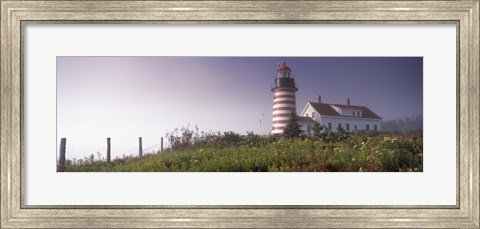 Framed Low angle view of a lighthouse, West Quoddy Head lighthouse, Lubec, Washington County, Maine, USA Print