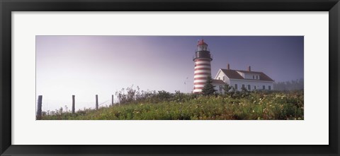 Framed Low angle view of a lighthouse, West Quoddy Head lighthouse, Lubec, Washington County, Maine, USA Print