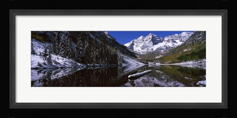Framed Reflection of a mountain in a lake, Maroon Bells, Aspen, Colorado Print