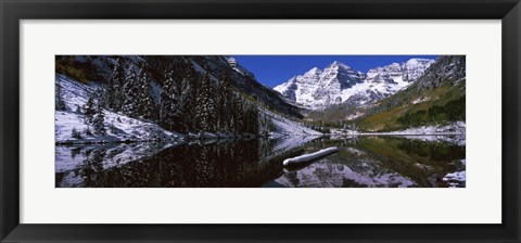 Framed Reflection of a mountain in a lake, Maroon Bells, Aspen, Colorado Print
