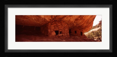 Framed Dwelling structures on a cliff, Anasazi Ruins, Mule Canyon, Utah, USA Print