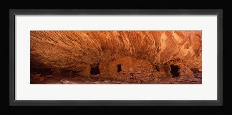 Framed House Of Fire in orange, Anasazi Ruins, Mule Canyon, Utah, USA Print