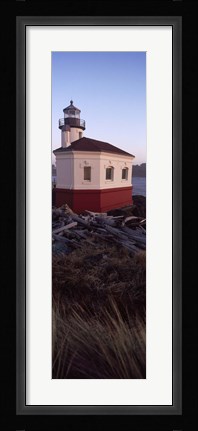 Framed Lighthouse at the coast, Coquille River Lighthouse, Bandon, Coos County, Oregon, USA Print