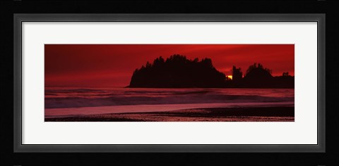 Framed Seastacks at sunset, Second Beach, Washington State Print