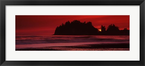 Framed Seastacks at sunset, Second Beach, Washington State Print