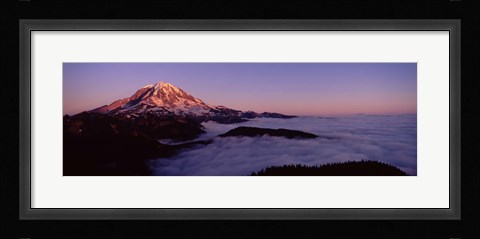 Framed Sea of clouds with mountains in the background, Mt Rainier, Pierce County, Washington State, USA Print